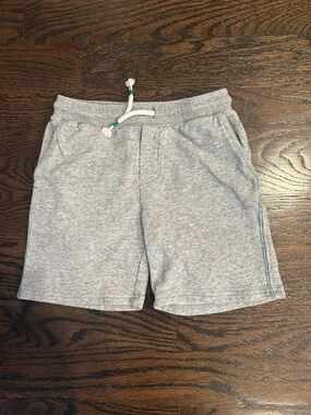 Mini Boden Gray Knit Drawstring Shorts with Teal Trim